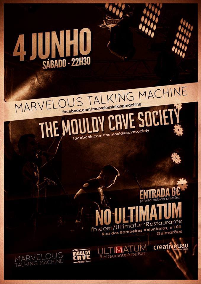 The Mouldy Cave Society concert poster in Ultimatum, Guimarães, Portugal
